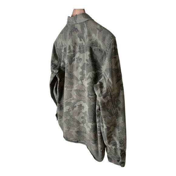 All-Son Camo Shacket Twill Shirt Jacket Camouflage Shacket Roll Tab Sleeve Sz M - Picture 2 of 9